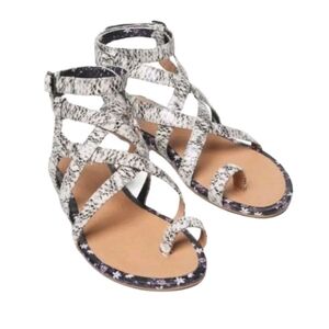 NEW CAbi Athena Gray Python Gladiator Sandals